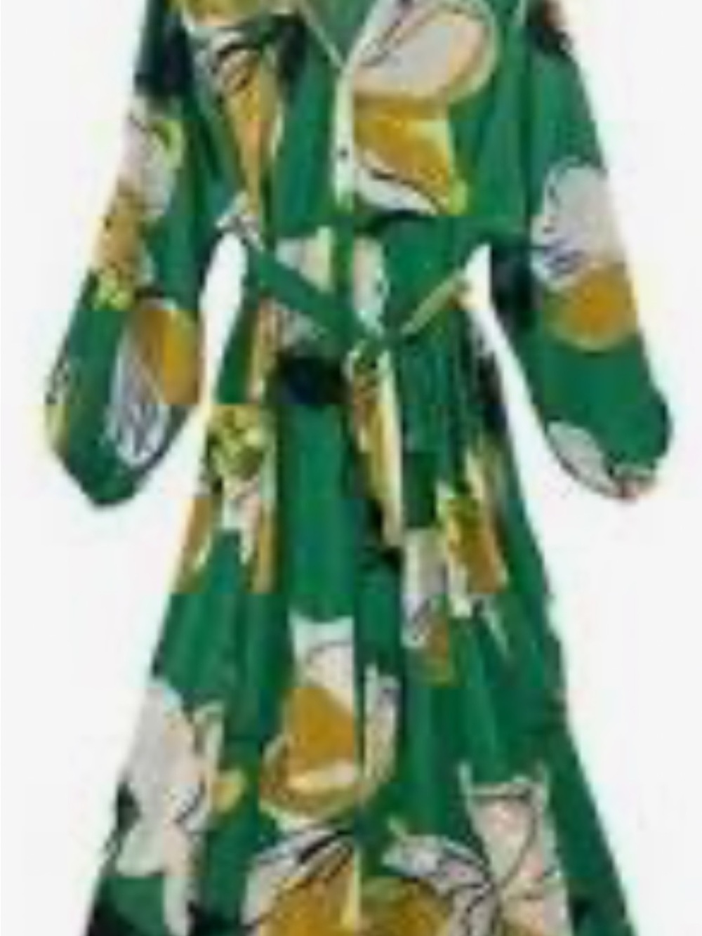 Premier Amour Green Floral Print Blouse with Mustard Accents